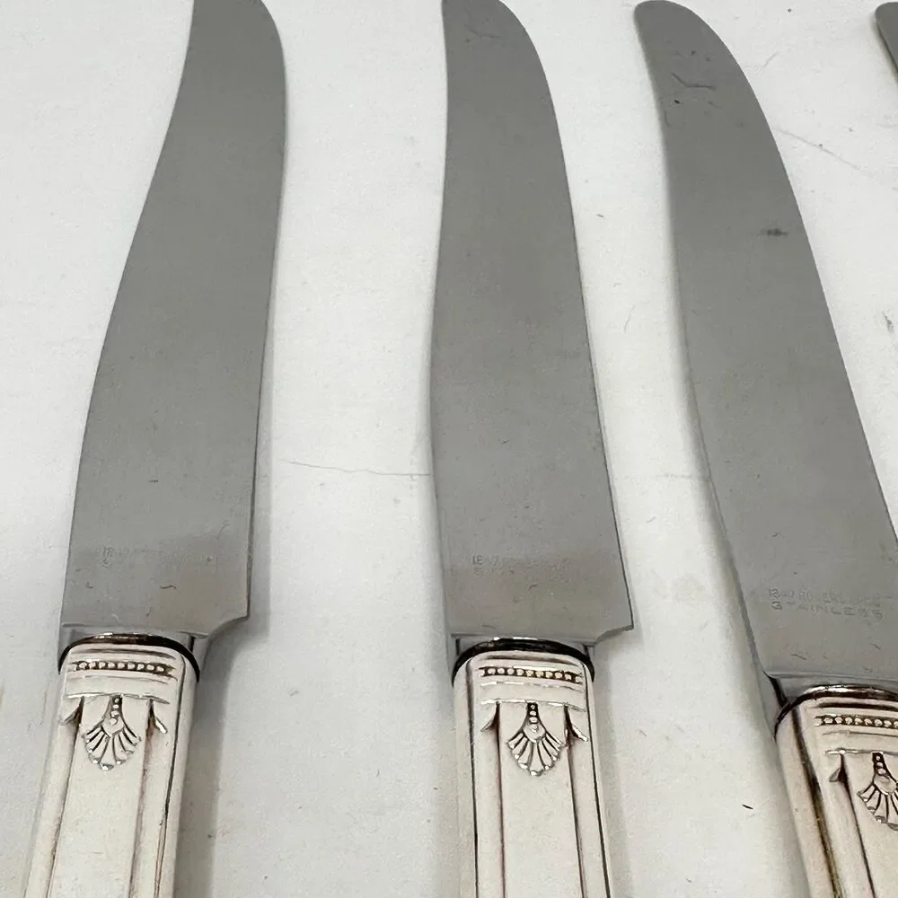 1847 Rogers Bros First Love Silverplate Dinner Knives Hollow Handle Set of 6